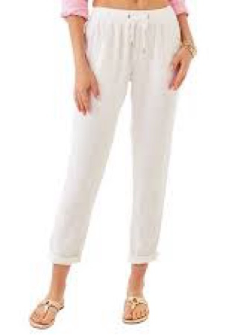 Lilly Pulitzer White Cropped Drawstring Pants